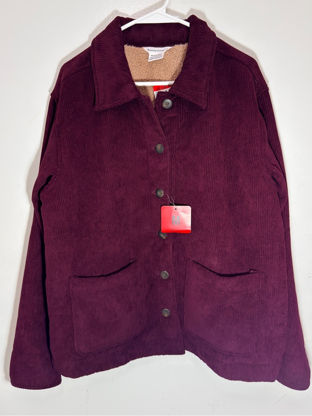 Boston Traders Corduroy Teddy-Lined Jacket - Deep Burgundy- Medium